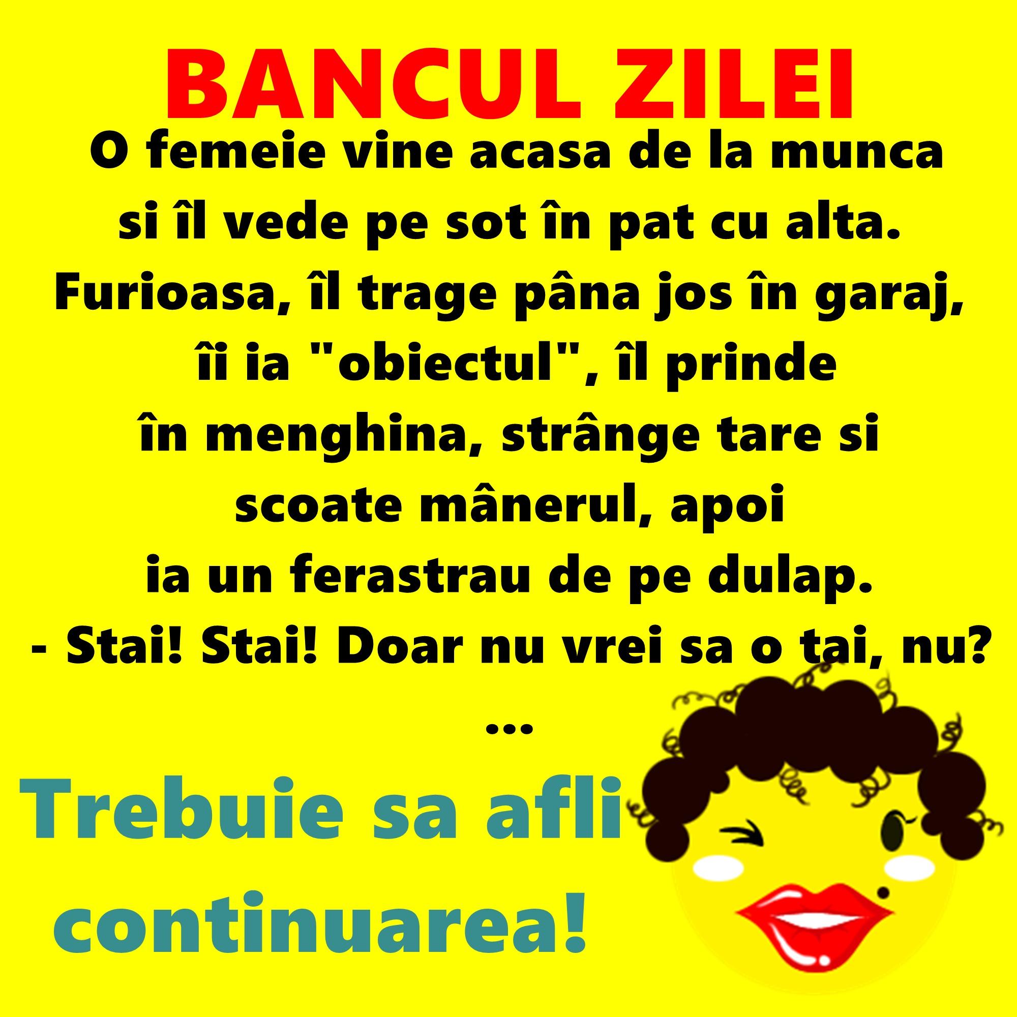 Bancul zilei: O femeie vine acasă de la muncă şi &icirc;l vede pe soţ &icirc;n pat cu alta...