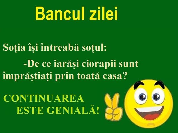 Bancul zilei: De ce iarăși ciorapii sunt împrăștiați prin toată casa?