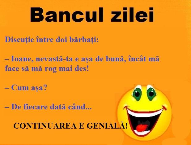 Bancul zilei: „Ioane, nevastă-ta e așa bună, încât mă face să mă rog mai des...”