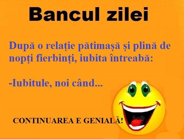 Bancul zilei: După o relație pătimașă și plină de nopți fierbinți, iubita întreabă...