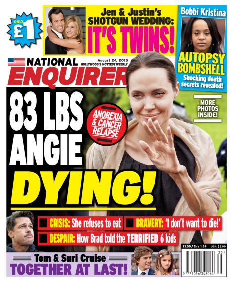 ȘOCANT! Angelina Joile a ajuns la 35 de kilograme, fiind internată în spital de urgență! Brad Pitt amenință cu divorțul!