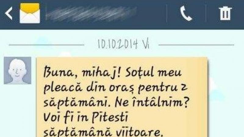 O româncă infidelă, sms pentru amant: ”Soțul meu pleacă două săptămâni din oraș...”  Cea mai tare conversație!