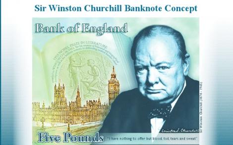A fost lansată noua bancnotă de cinci lire. Chipul lui Winston Churchill se află pe banii englezilor!