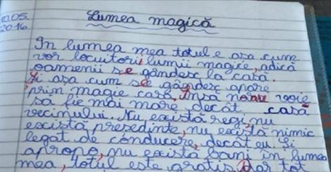 Gândurile unei fetițe de opt ani au impresionat o Românie întreagă: „În lumea mea totul e aşa cum vor locuitorii lumii magice”