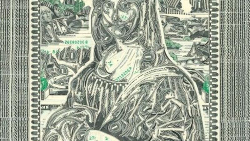 Galerie foto inedită! Opere de artă din dolari americani: Portrete de politicieni sau Mona Lisa, toate realizate din bancnote