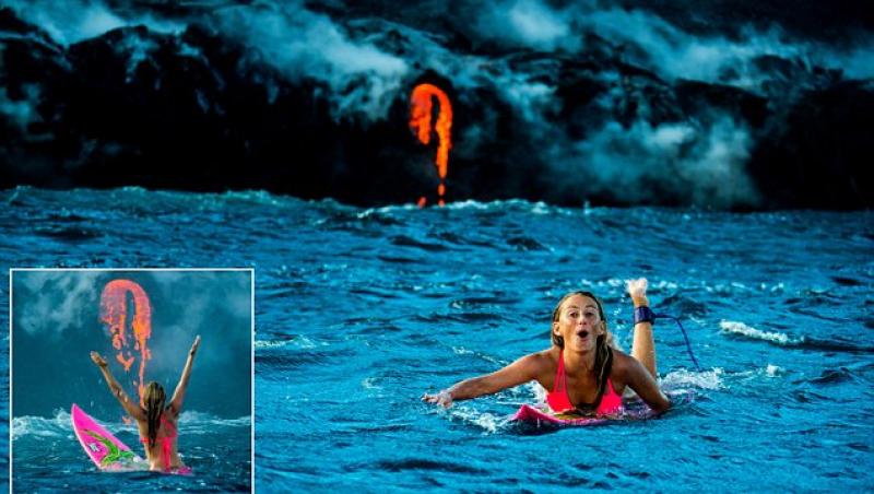 FOTO de infarct! O blondă focoasă a reuşit să surprindă imagini de excepţie cu erupţia vulcanului Kilauea din Hawai