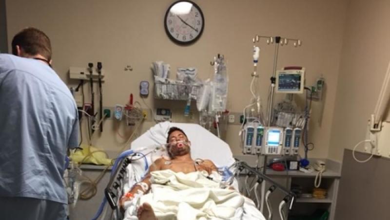 Românul împușcat în atacul din Las Vegas a ieşit de la Terapie Intensivă. Primele imagini cu tânărul care a învins moartea: 