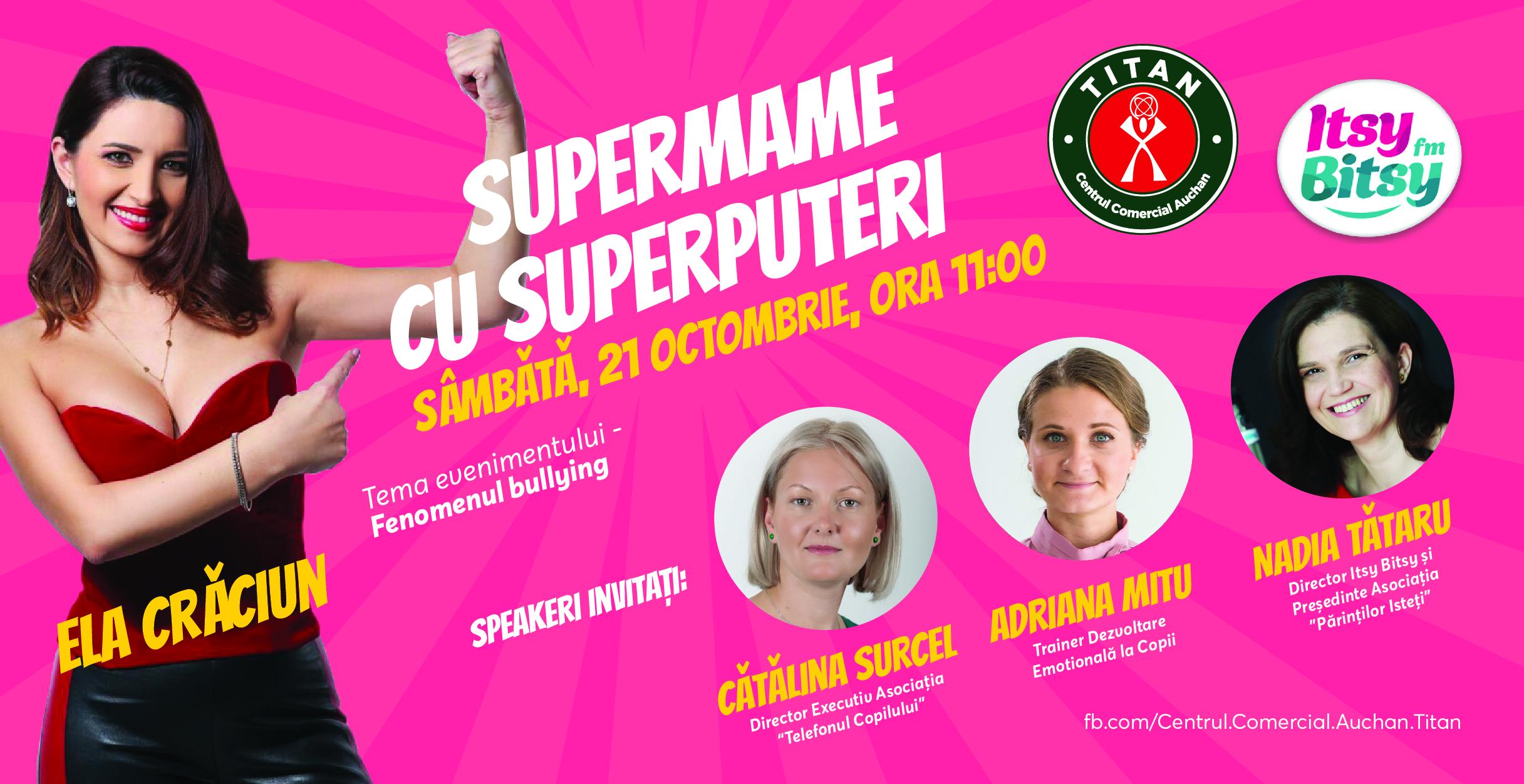 Ela Crăciun susține campania “Grădinițe fără bullying” într-un nou eveniment pentru  Super mame cu Super puteri