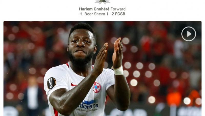 Harlem Gnohere a fost votat ”Jucătorul Săptămânii” în Europa League! Jucătorul de la FCSB și-a distrus rivalii în acest sondaj UEFA