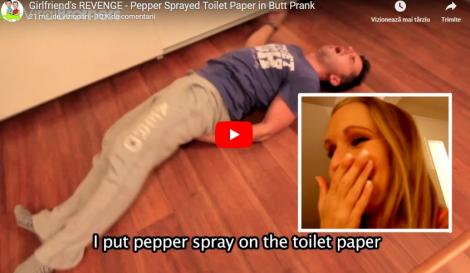 VIDEO de douăzeci de  milioane de vizualizări: I-a pus spray cu PIPER pe hârtia igienică! Reacţia victimei este absolut fabuloasă