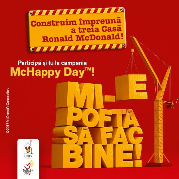 &bdquo;Mi-e poftă să fac bine&rdquo; - &icirc;ntre 20-26 noiembrie, &icirc;mpreună cu Fundația pentru Copii Ronald McDonald