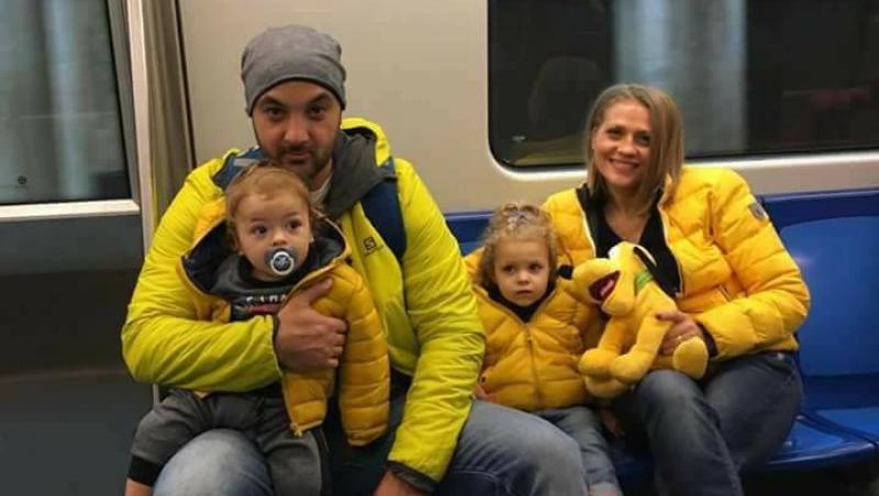 Familia Mirelei Vaida, la plimbare cu metroul. Vedeta a fost fotografiată alături de soțul și micuții ei. Toți patru s-au asortat și i-au topit pe fani
