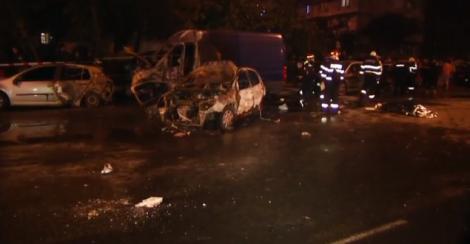 Trei autoturisme, implicate într-un accident GRAV în Capitală: După impact a izbucnit un incendiu: O femeie a murit