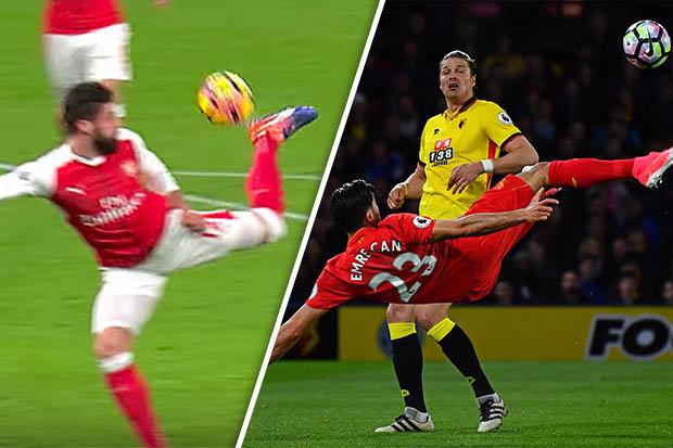 VIDEO: Cele mai tari goluri marcate &icirc;n 2017! De la &rdquo;Scorpionul&rdquo; fabulos al lui Giroud la &rdquo;Foarfeca&rdquo; ireală a lui Emre Can