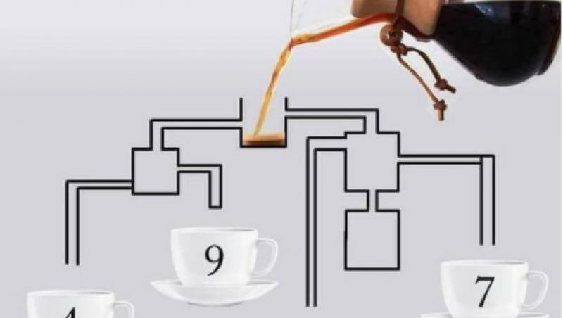 Test pentru inteligenți! Care ceașcă de cafea se umple prima dată? Puțini sunt cei care au găsit soluția corectă!