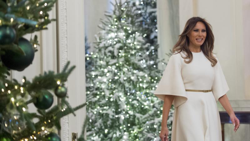„Pădurea de Argint” de la Casa Albă, creată de Prima Doamnă, Melania Trump!  Primul brad de Crăciun a ajuns la președintele SUA  într-o trăsură trasă de cai