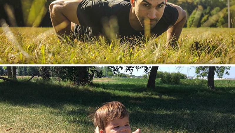 Galerie foto absolut adorabilă: Fiul de 18 luni a pozat în ipostaze identice cu unchiul său