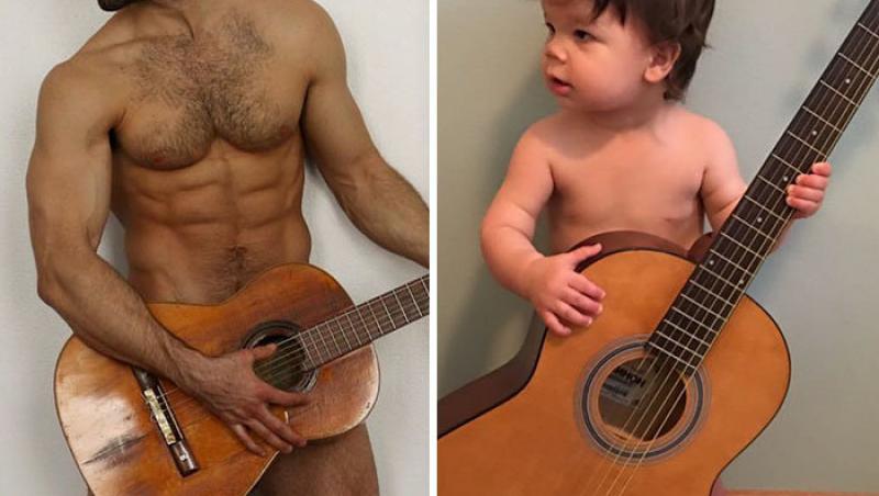 Galerie foto absolut adorabilă: Fiul de 18 luni a pozat în ipostaze identice cu unchiul său