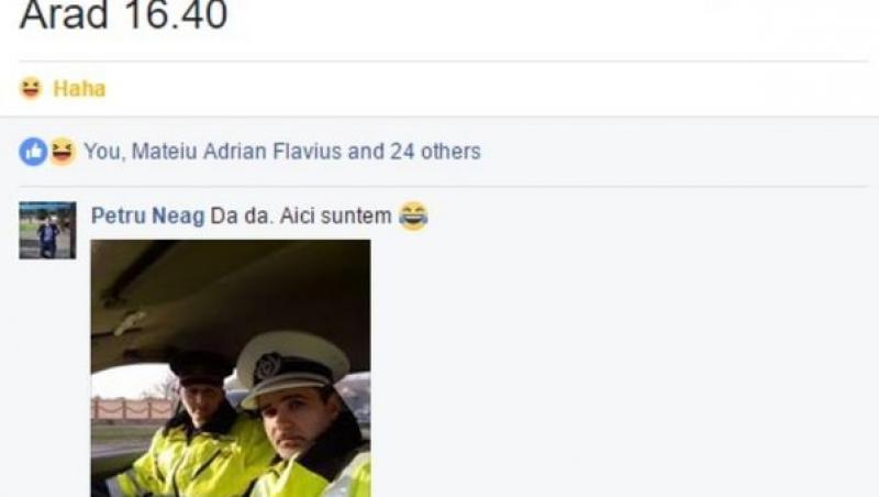 Nu există ceva mai tare! O româncă a anunţat pe Facebook că în localitate se află RADAR-ul. Răspunsul poliţiştilor întrece orice imaginaţie