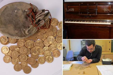 Așa arătau, pe vremuri, economiile de-o viață! Un britanic și-a ascuns comoara sub clapele unui pian: 900 de monede aur, descoperite după aproape un secol