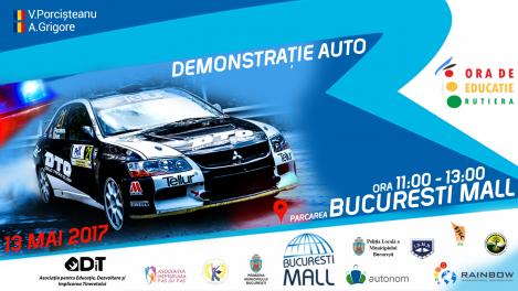 “Demonstraţie Auto” în parcarea Bucureşti Mall alături de Vali Porcişteanu şi Adrian Grigore, sâmbătă, ora 11