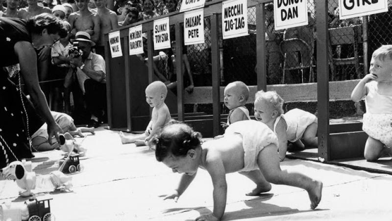 1, 2, 3, pe locuri, fiți gata, START! Cursele pentru bebeluși; un adevărat sport în secolul al XX-lea! O competiție plină de julituri, plânsete și furie
