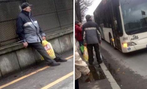 Povestea unui bătrânel din București, care-și așteaptă soția, tresărind la fiecare autobuz care oprește în stație: "O aștept pe baba mea, a plecat în vizita la sora ei. Ea are probleme cu picioarele"
