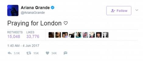 Vedetele se roagă pentru Londra. De la Ariana Grande până la Simon Cowell, toată lumea bună a Hollywoodului își arată sprijinul pentru familiile îndurerate!