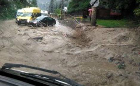 Pe Valea Pahovei, ploile fac prăpăd: Case inundate și mașini blocate! În Sinaia, apa a ajuns la aproape jumătate de metru