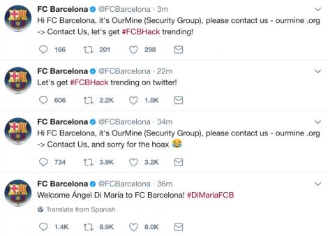 Hackerii au spart contul de Twitter al Barcelonei! Fanii s-au bucurat degeaba. "Bine ai venit, Di Maria!"