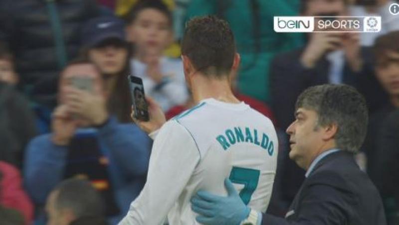 Cristiano Ronaldo, plin de sânge pe teren! A cerut un telefon mobil pentru a-și vedea rana la cap