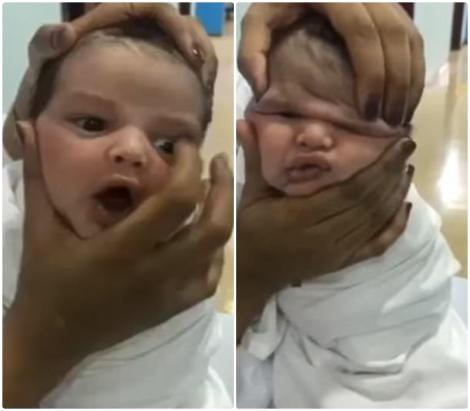 Absolut revoltător! O asistentă s-a filmat în timp ce schimonosea fața unui bebeluș bolnav. Imaginile vă pot afecta emoțional (VIDEO)