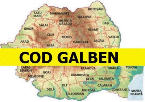 Atenționare de MAXIMĂ IMPORTANȚĂ! Este Cod GALBEN! Localitățile în care condițiile meteo vor fi periculoase în următoarele ore