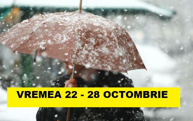 Vremea săptăm&acirc;na asta. Joi, 25 octombrie, prima zi cu lapoviță și ninsori
