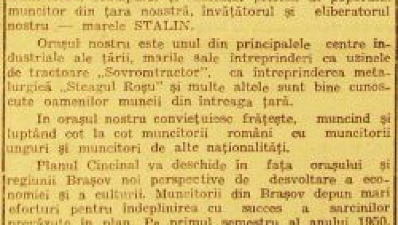 Azi mergi la Brașov, în 1950 vizitai orașul Stalin. 