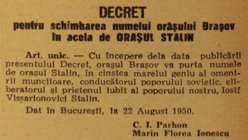 Azi mergi la Brașov, în 1950 vizitai orașul Stalin. 
