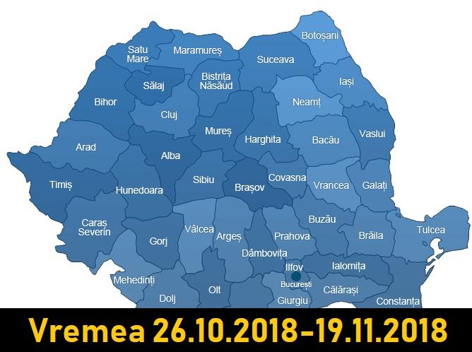 Vremea pe o lună. Prognoza meteo 26 octombrie - 11 noiembrie 2018