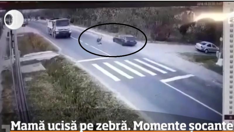 Video șocant! O mamă a fost izbită în plin de o mașină, pe trecerea de pietoni. Momentul impactului a fost filmat!