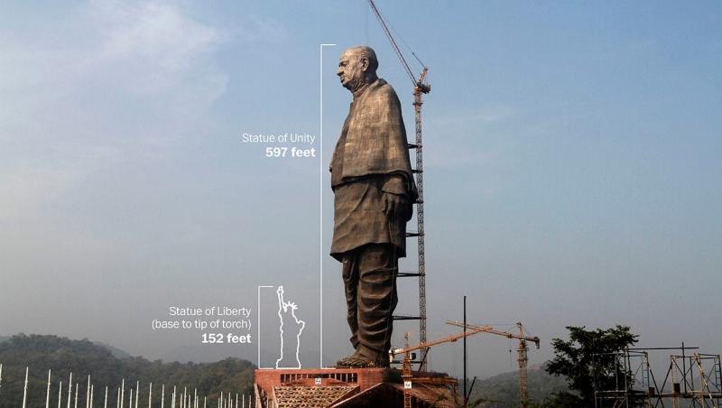 L-au dezvelit pe Sardar Vallabhbhai Patel! Cea mai înaltă statuie din lume e de două ori cât Casa Poporului!
