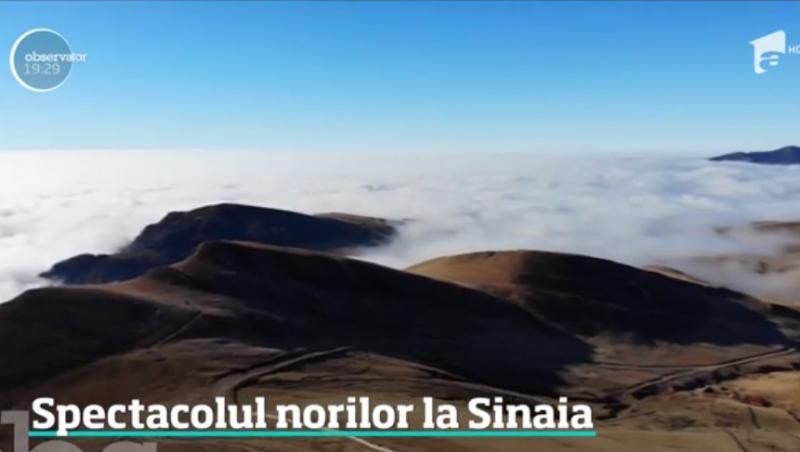 Un fenomen meteo foarte rar, surprins în stațiunea Sinaia! Turiştii au filmat spectacolul naturii din vârful muntelui