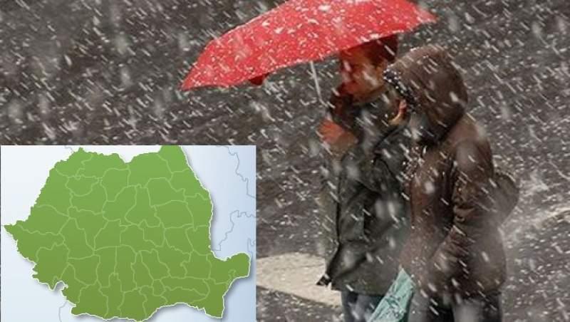 Vremea 15 noiembrie 2018. Ploile și ninsorile pun stăpânire pe România