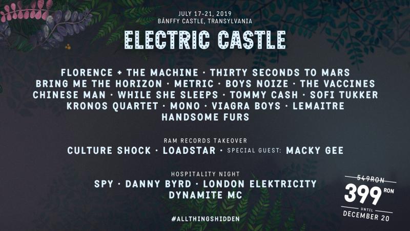 Peste 20 de trupe celebre urcă pe scena de la Electric Castle în 2019