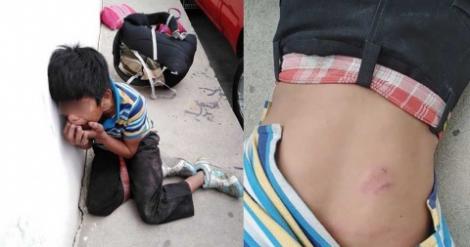 Imagini greu de privit! Un copil de 11 ani  este lovit cu bestialitate pentru că a încercat să fure mâncare dintr-un magazin