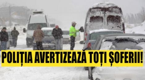 Avertizare meteo: Poliția este în alertă! Care sunt cele 5 măsuri de urgență pe care Poliția Română le recomandă șoferilor pe vreme rea