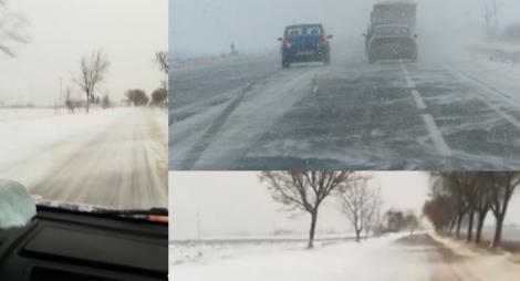 Circulație îngreunată din cauza viscolului. Ninge cu putere în mai multe zone din țară! Imagini surprinse în urmă cu puțin timp