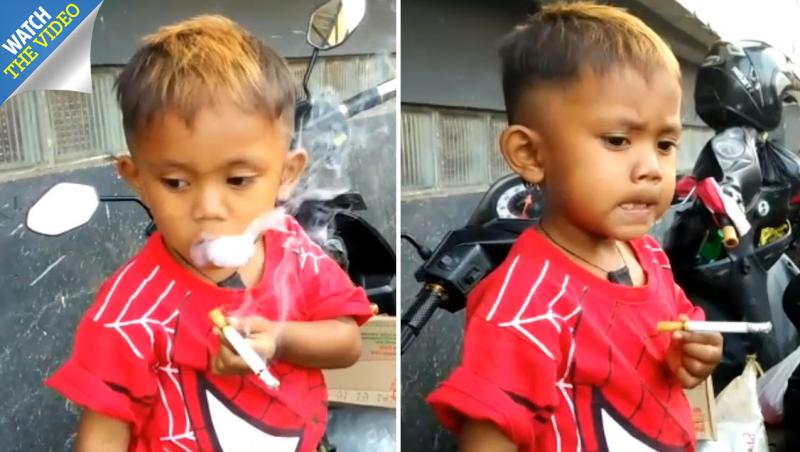 Cazul care a îngrozit o lume întreagă! Un băiețel de doi ani fumează două pachete de țigări pe zi! Explicația părinților e șocantă