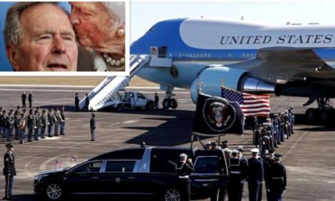 Sicriul lui George H W Bush a fost adus la Washington D.C. cu avionul Air Force One! Lacrimi și durere se revarsă peste SUA