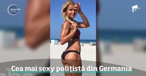 Imagini incendiare! Cum arată cea mai sexy poliţistă din Germania. Popularitatea i-a cauzat probleme la locul de muncă