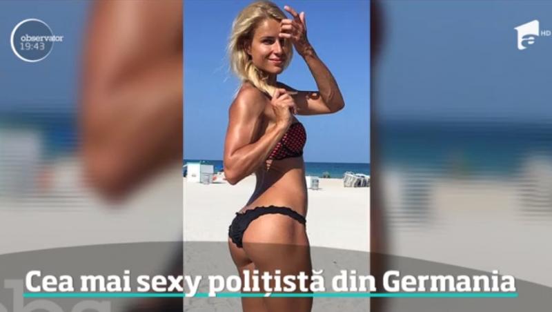 Imagini incendiare! Cum arată cea mai sexy poliţistă din Germania. Popularitatea i-a cauzat probleme la locul de muncă