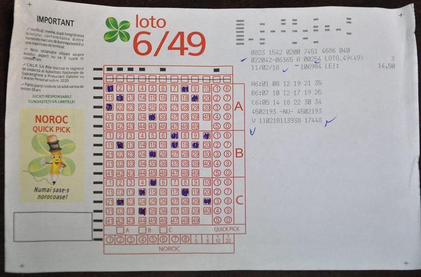 Premiul cel mare la Loto 6/49 a fost revendicat. El este c&acirc;știgătorul care a nimerit toate cele șase numere